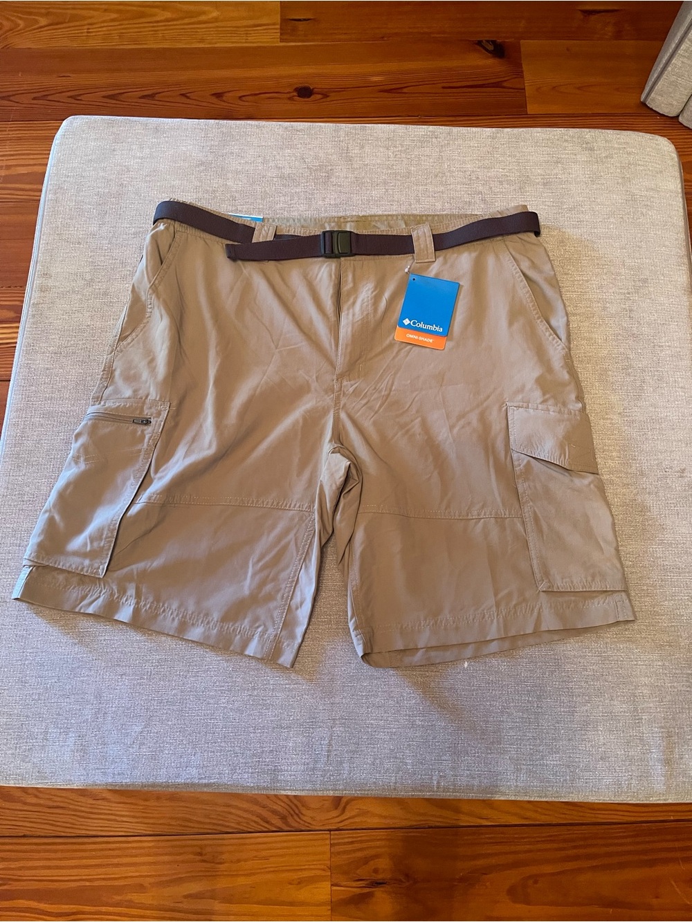 NEW Columbia Men's Khaki Omni-Shade Cargo Shorts with Belt